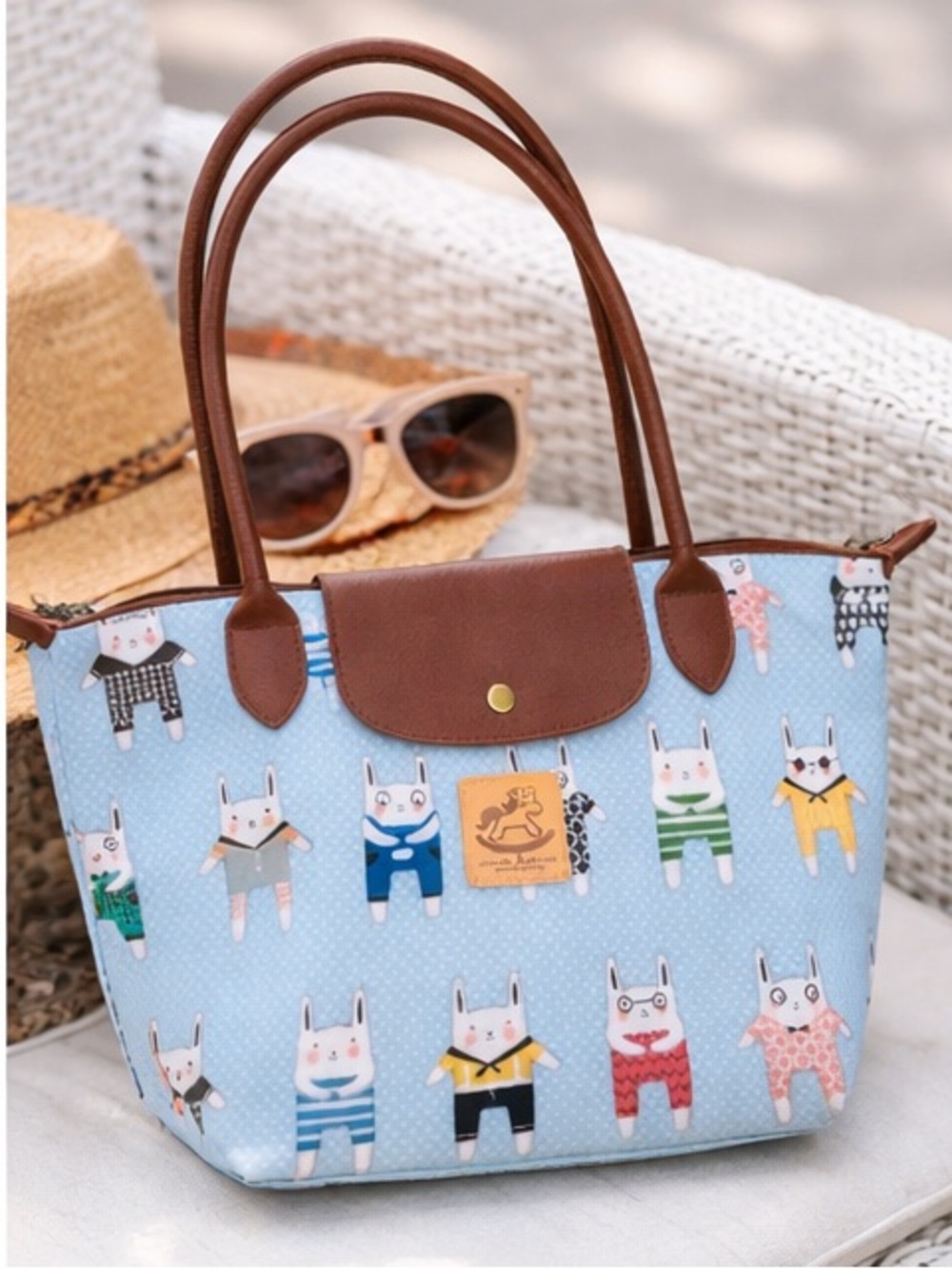 UMA HANA Playful Bunny Motif Tote Bag